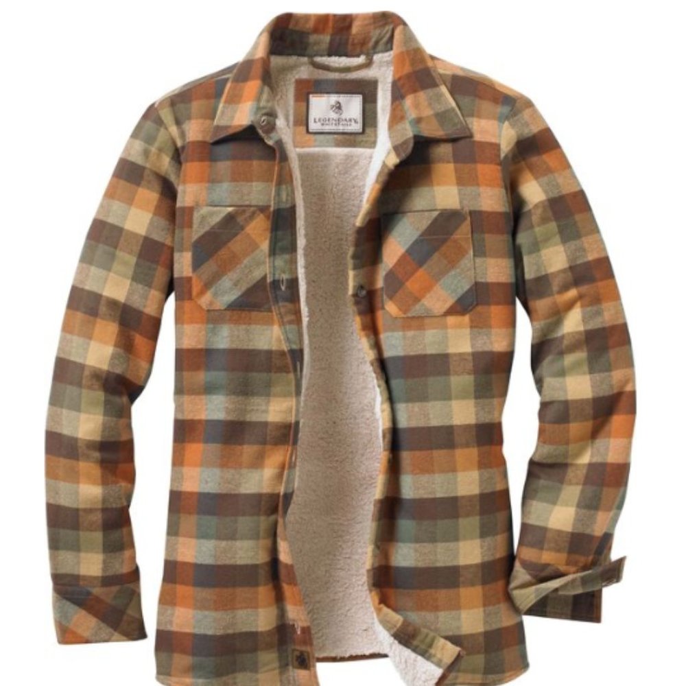 Sherpa/teddy lined flannel shirt jacket